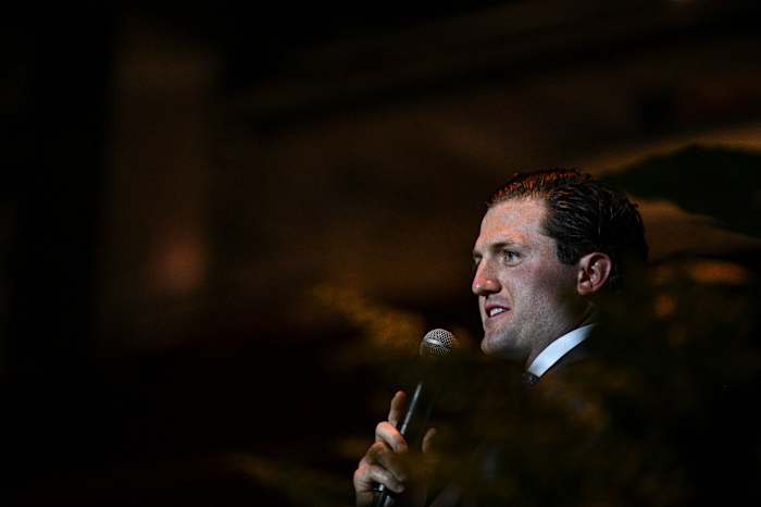Casey Mize addresses the Diamond Club banquet
